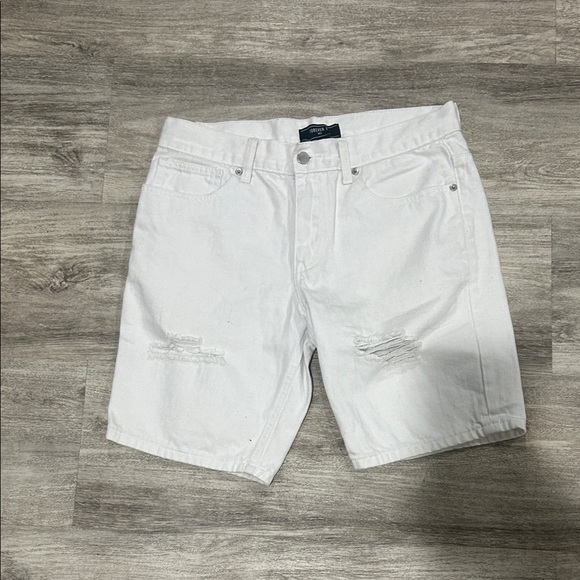 Forever 21 White Ripped Jean Shorts - Picture 1 of 3
